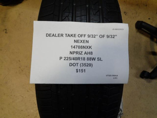 DTO 9/32" NEXEN NPRIZ AH8 P 225 40 18 88W SL TIRE 14708NXK BQ4