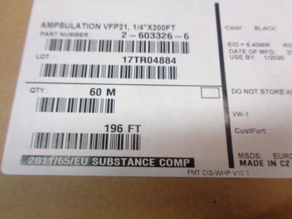 TECONNECTIVITY AMP BRAND AMPSULATION VFP21 HEAT SHRINK 1/4"X200' REEL 2-603326-6