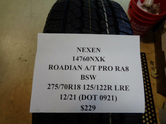 1 NEW NEXEN ROADIAN AT PRO 275 70 18 125/122R LRE TIRE WO LABEL 14760NXK Q9