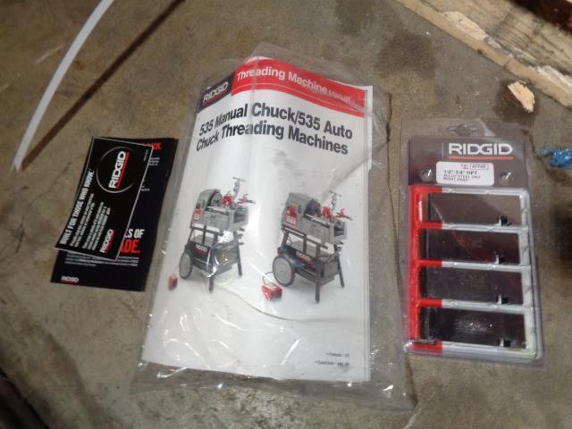 RIDGID MODEL 535 THREADING MACHINE FOR 1/8"-2" PIPE 2HP MANUAL CHUCK NEW #1 B2