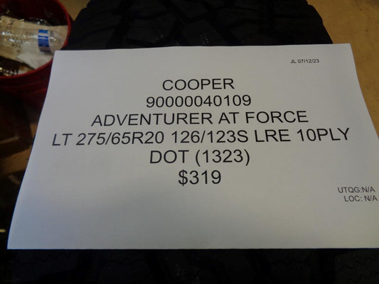 COOPER ADVENTURER AT FORCE 275 65 20 126/123S LRE 10PLY TIRE 90000040109 BQ3