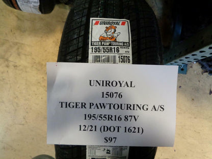 1 NEW UNIROYAL TIGER PAW TOURING AS P 195 55 16 87V SL ALL SEASON TIRE 15076