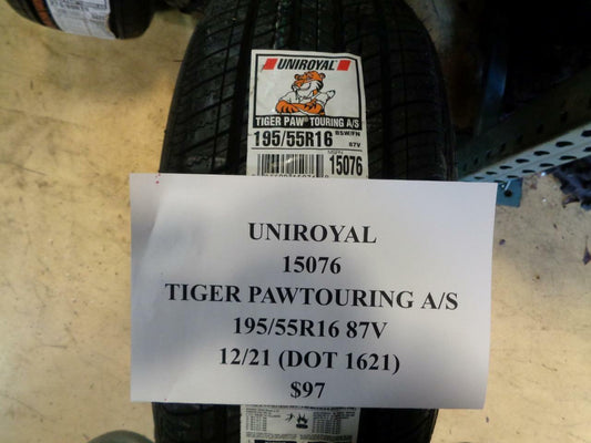 1 NEW UNIROYAL TIGER PAW TOURING AS P 195 55 16 87V SL ALL SEASON TIRE 15076