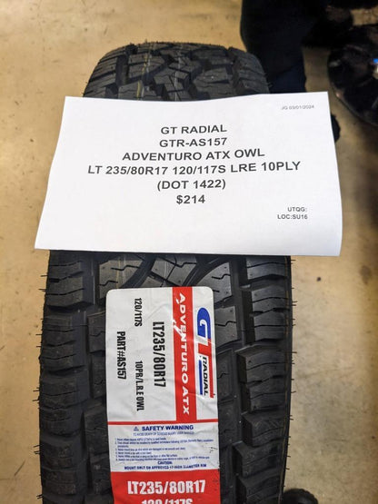 2 GT RADIAL ADVENTURO ATX OWL LT 235 80 17 120/117S LRE 10PLY TIRE AS157 CQ3
