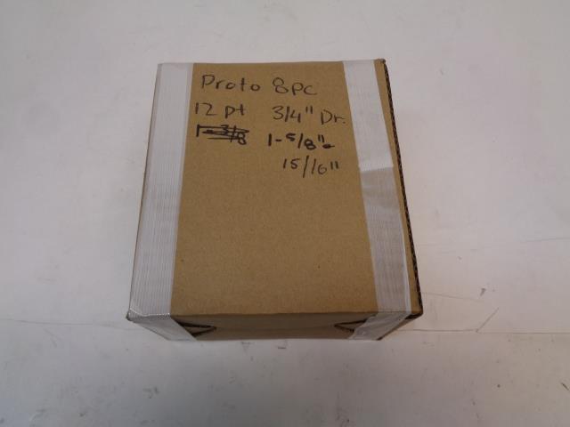 STANLEY PROTO 8 PIECE SOCKET SET 12PT. 3/4 IN DRIVE 1-5/8 IN. - 15/16 IN. R22T5