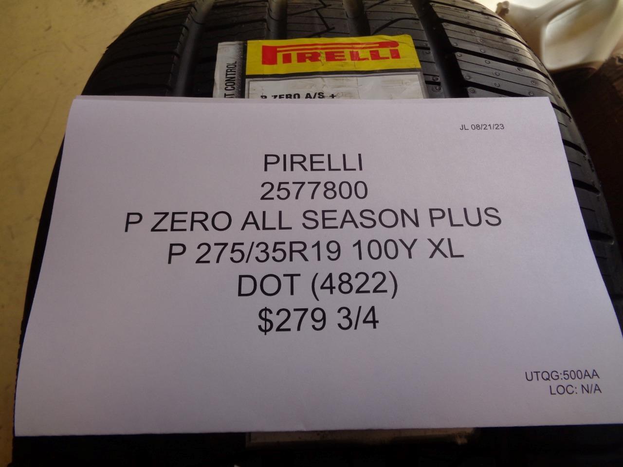 4 PIRELLI P ZERO A/S PLUS P 275 35 19 100Y XL TIRES 2577800 BQ3