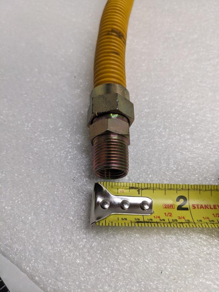 UNBRANDED GAS CONNECTOR 48" OAL 1/2" ID 1/2" MIP 5/8" OD YELLOW NEW R22T2
