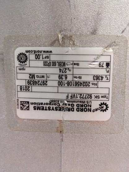 NORD DRIVESYSTEMS TYPE: SK 92772.1VF F No. 202456108-100 29724839 BSRG6