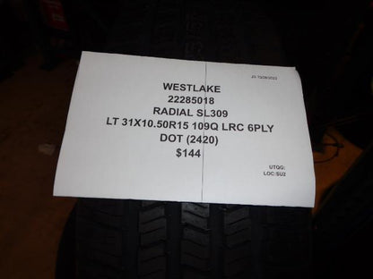WESTLAKE RADIAL SL309 LT 31 10.50 15 109Q LRC 6PLY TIRE 22285018 BQ4