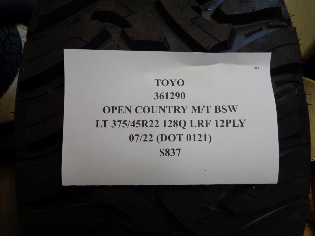 1 NEW TIRE TOYO OPEN COUNTRY MT BSW 375 45 22 128Q LRF 12PLY 361290