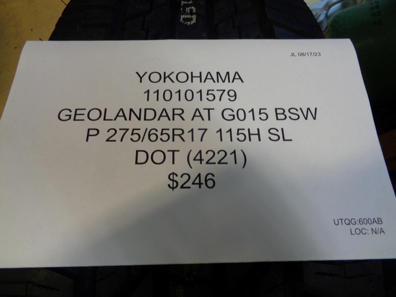 2 YOKOHAMA GEOLANDAR AT G015 BSW P 275 65 17 115H SL TIRES 110101579 BQ4
