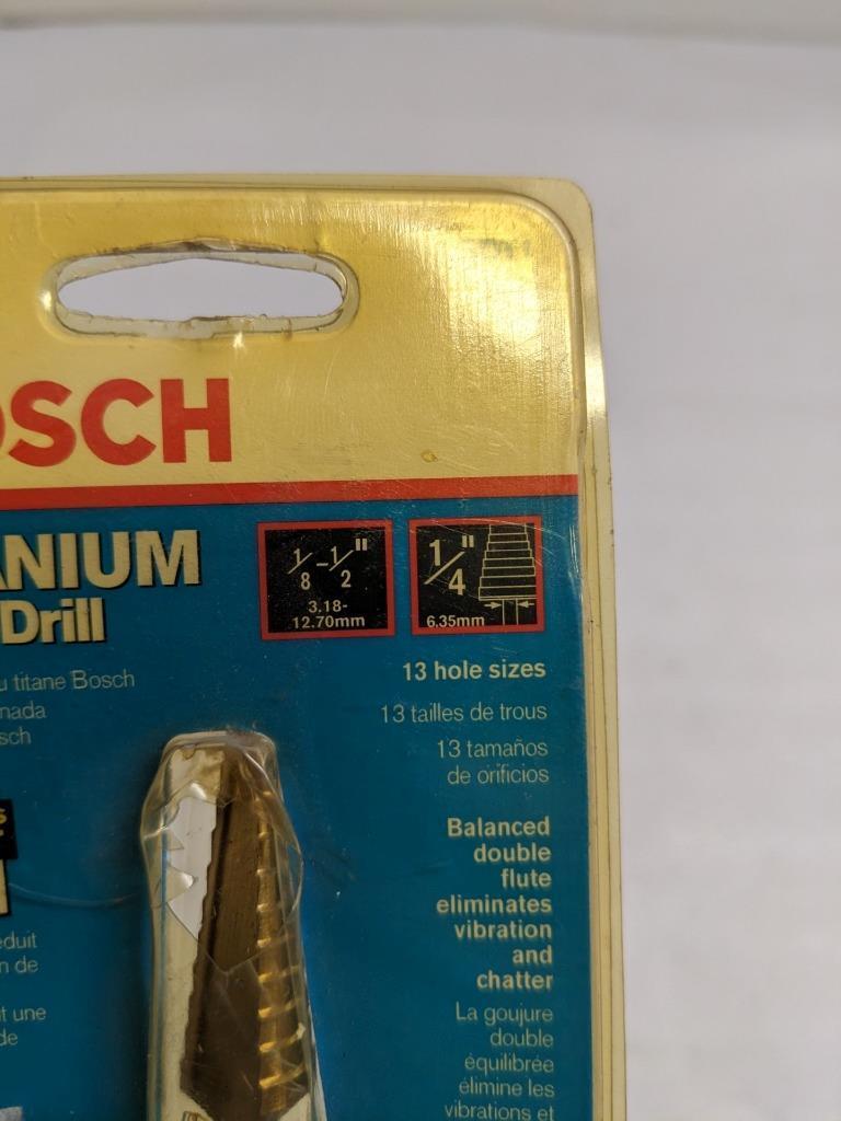 BOSCH 2610918959 TITANIUM STEP DRILL BIT 1/8"-1/2" DIA. 3" OAL NEW R22T5