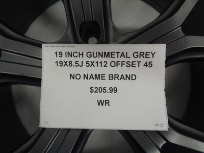NEW UNBRANDED CUSTOM 5 LRG SPOKE 19 INCH GUNMETAL GREY 19X8.5 5X112 OFFSET 45 WR