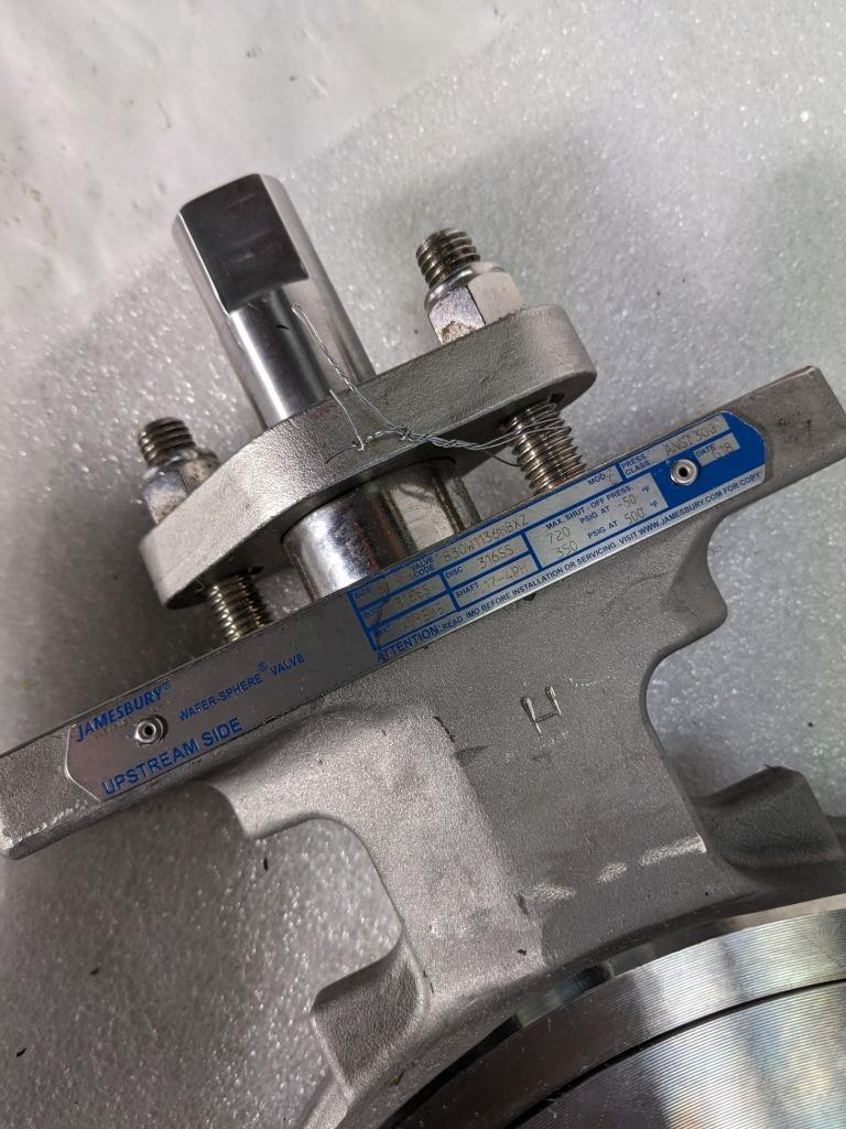 JAMESBURY STEEL WAFER-SPHERE VALVE 8" 316SS BODY 830W1136HBXZ K2