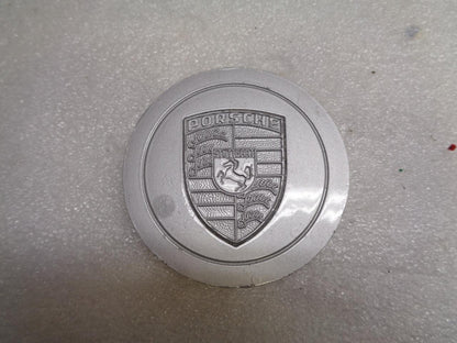 Porsche Metal Center Cap Silver Engraved Face Set of 3 76mm USED GENUINE R23