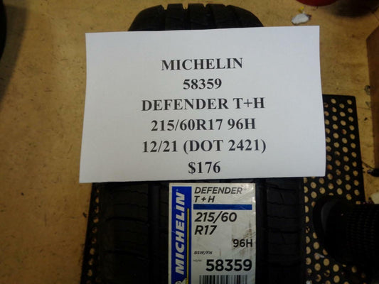 1 NEW MICHELIN DEFENDER T+H P 215 60 17 96H SL TIRES 58359