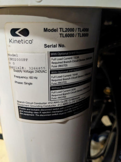 KINETICO REVERSE OSMOSIS WATER SYSTEMS SERIES TL 6000/8000 CR02000PF B2