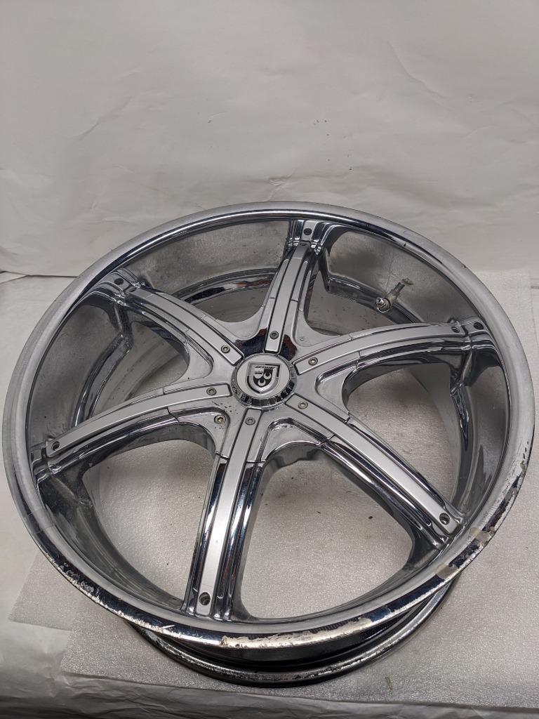 PAIR OF LEXANI LX-6 CHROME CUSTOM WHEELS 20X8.5 ET15 5X115 DISCONTINUED USED B2