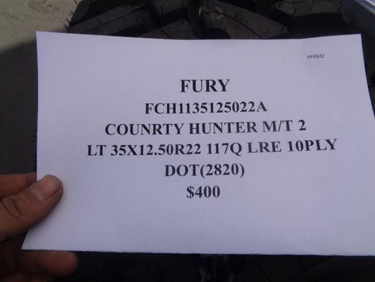 1 FURY COUNTRY HUNTER M/T 2   LT 35 12.50 R22 117Q LRE 10PLY BSW  TIRE SU16