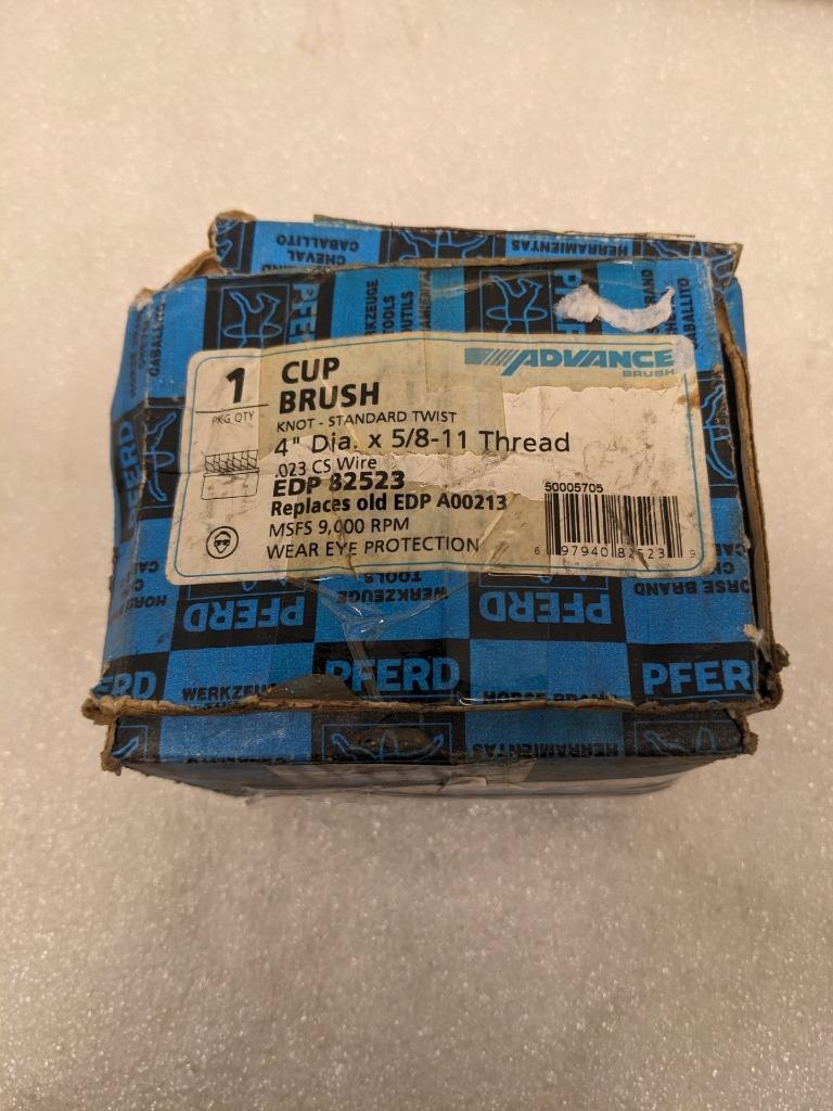 PFERD 82523 4" DIAMETER KNOT WIRE CUP BRUSH .023 CS WIRE 5/8-11 THREAD NEW R22