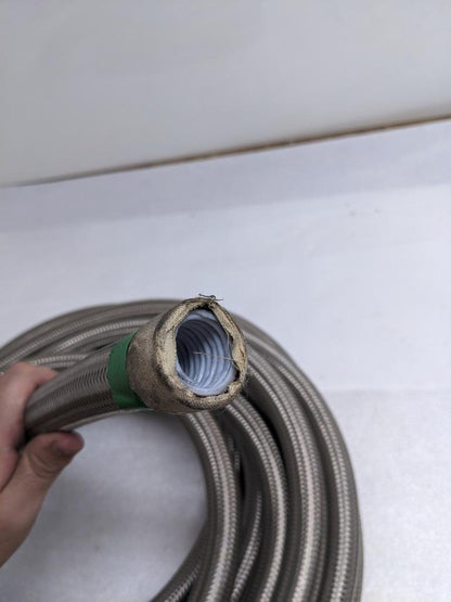 STEEL-BRAIDED 41.25' HOSE 1-1/16" OD 13/16" ID W/ CORRUGATED TEFLON NEW R3T3