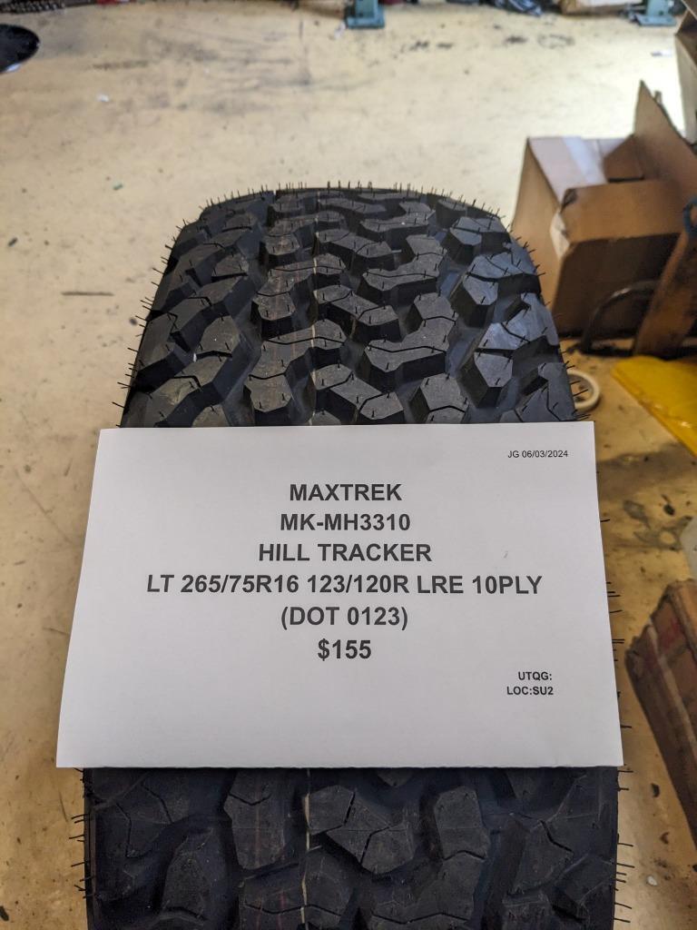 MAXTREK HILL TRACKER LT 265 75 16 123/120R LRE 10PLY TIRE MH3310 CQ2