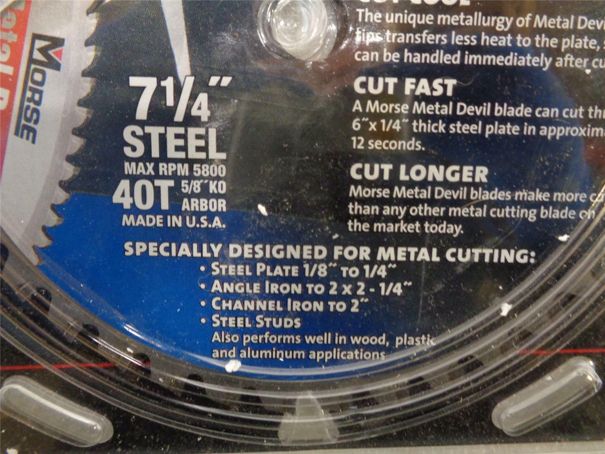 NEW MORSE METAL DEVIL 7 1/4" 40T STEEL CUTTING SOLUTION CSM725040SC SP1T1