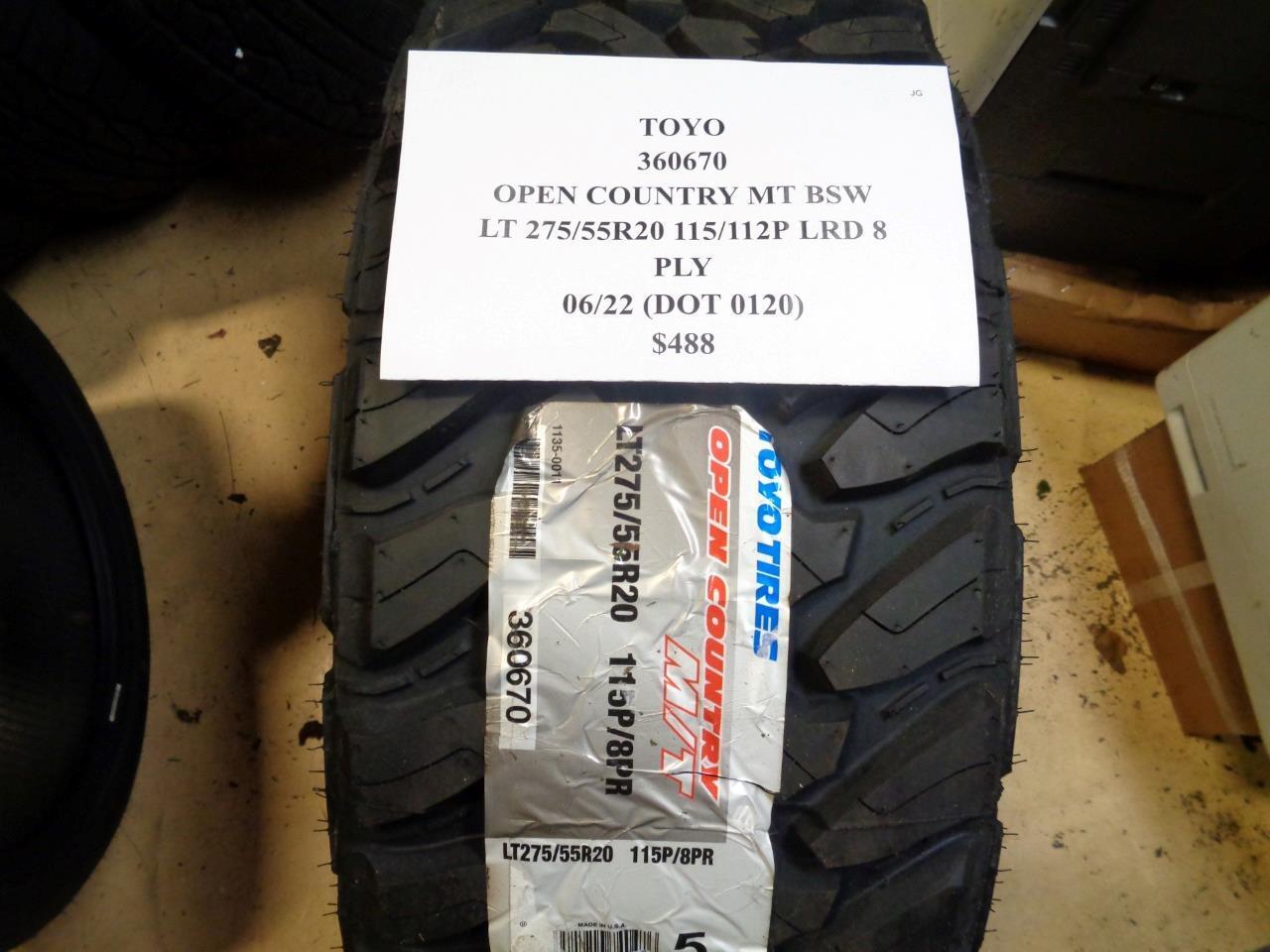 1 NEW TIRE TOYO OPEN COUNTRY MT BSW LT 275 55 20 115/112P LRD 8PLY 360670