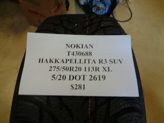 1 NEW NOKIAN HAKKAPELLITA R3 SUV 275 50 20 113R XL TIRE T430688 Q0
