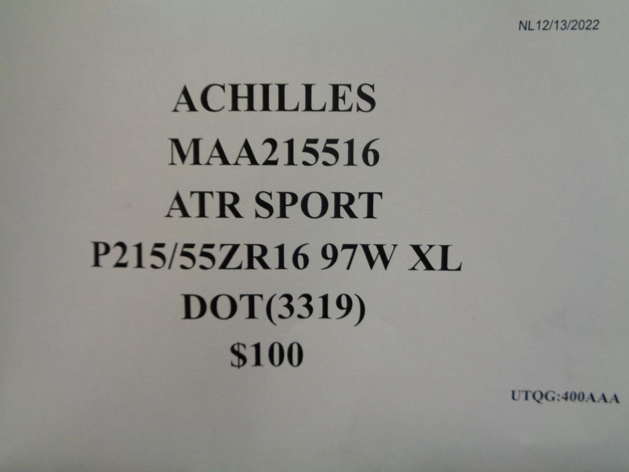 1 ACHILLES ATR SPORT P 215 55 16 97W XL TIRE MAA215516