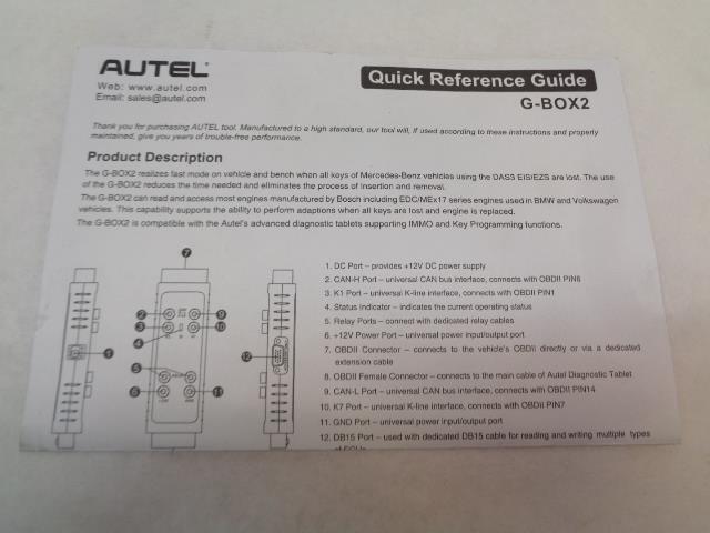 NEW AUTEL G-BOX2 KEY PROGRAM ADAPTER for BMW, MERCEDES-BENZ, VOLKSWAGEN R23TE