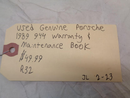 GENUINE 1989 PORSCHE 944 WARRANTY & MAINTENANCE BOOK R25