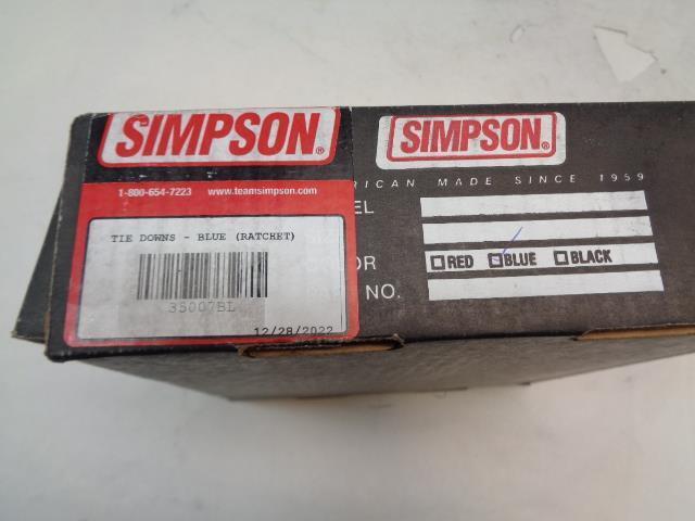 NEW PAIR SIMPSON BLUE TIE DOWN RATCHETING RESTRAINTS 35007BL R7