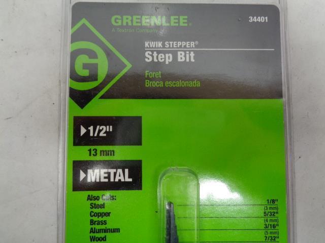 GREENLEE KWIK STEPPER STEP BIT 1/2" 13mm METAL 34401 R22T2