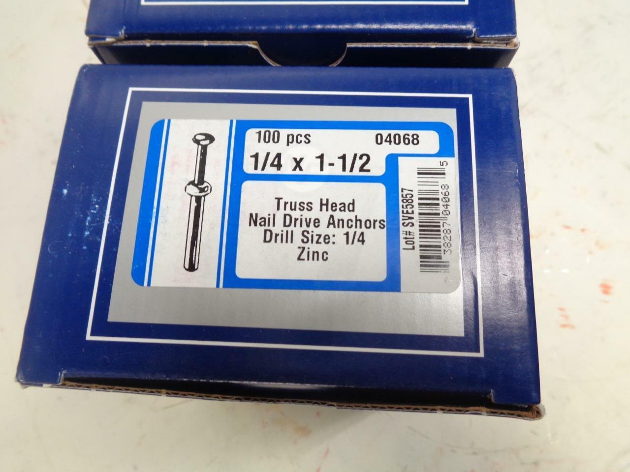 NEW PACK OF 2 BOXES OF 100 COUNT MIDWEST NAIL DRIVE ANCHORS 2.45lb MAX 04068 R10