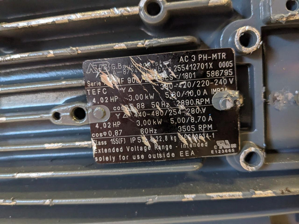 ATB MOTORS GEAR MOTOR 3 PHASE 2/4 POLE 460/266V .33/.57A AC 3 PH-MTR BSRG4