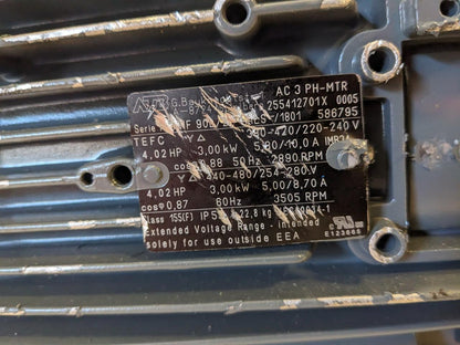 ATB MOTORS GEAR MOTOR 3 PHASE 2/4 POLE 460/266V .33/.57A AC 3 PH-MTR BSRG4