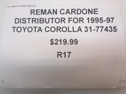 REMAN CARDONE DISTRIBUTOR FOR 1995-1997 TOYOTA COROLLA 31-77435 R17