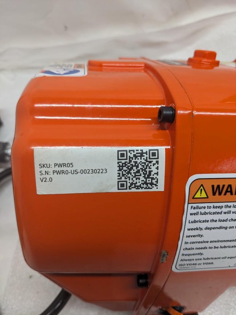 PROWINCH PWR05i 1/2 TON ELECTRIC CHAIN HOIST 2 SPEED 20FT G100 CHAIN NEW BSR3.1