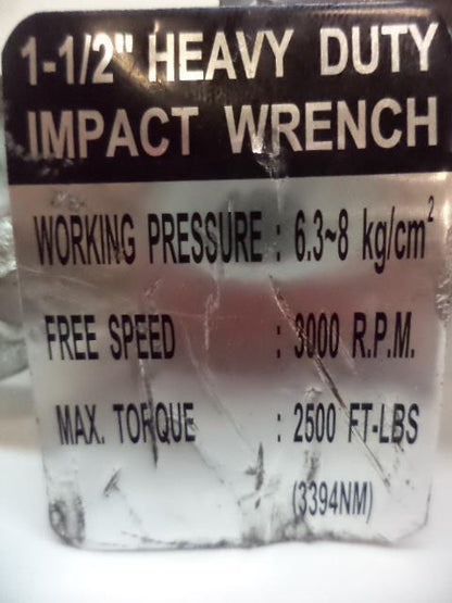 GISON 1-1/2" HEAVY DUTY PNEUMATIC IMPACT WRENCH 2500FT-LB 3000RPM