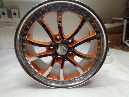 USED WORK BERSAGLIO WHEEL 18x8.5 5x120.7 ET56 CHROME & ORANGE 2PC WR