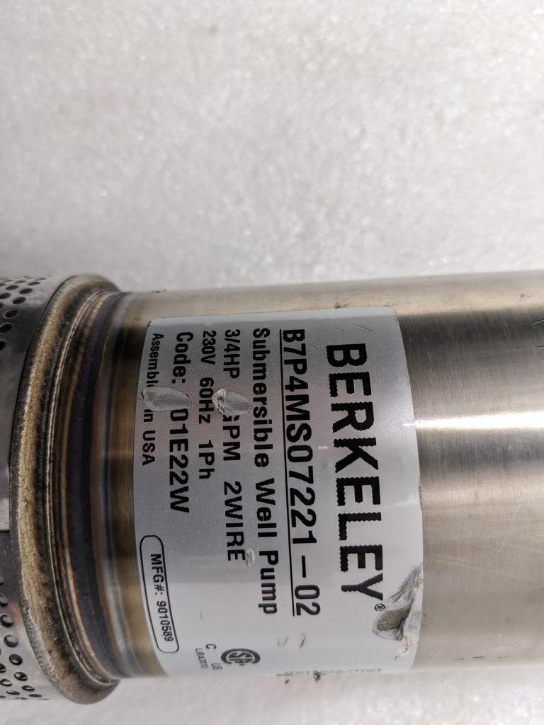 Berkeley B7P4MS07221-02 4" Submersible Pump MS Trimline Series7 GPM 3/4hp new J1