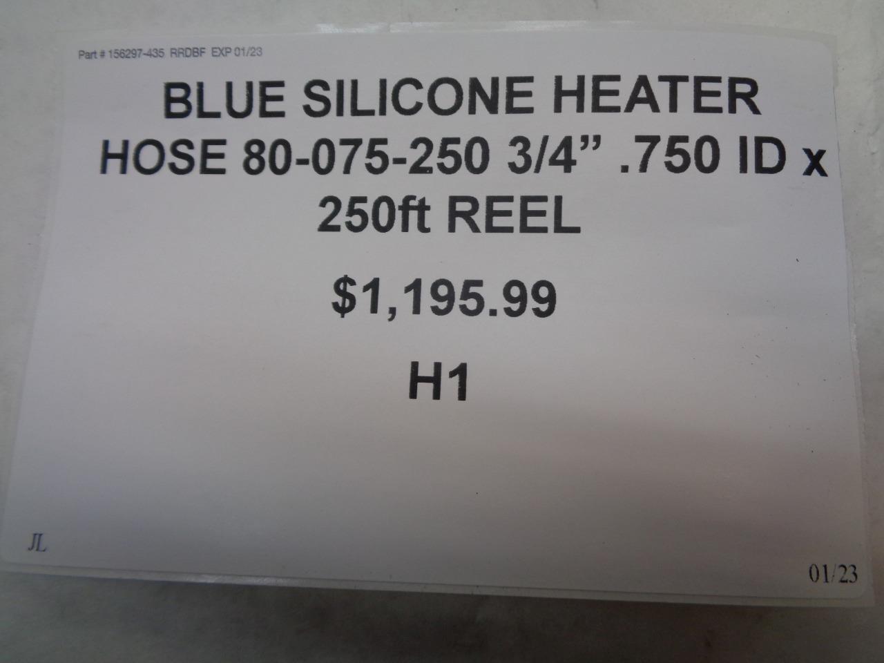 BLUE SILICONE HEATER HOSE 80-075-250 3/4" .750 ID x 250ft REEL R12