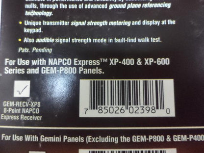 NEW GEMINI WIRELESS RECEIVER BY NAPCO GEM-RECV-XP8 R30T1