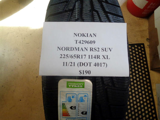 1 NEW NOKIAN NORDMAN RS2 SUV 255 65 17 114R  XL TIRE T429609