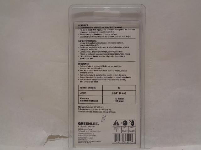 GREENLEE KWIK STEPPER STEP BIT 1/2" 13mm METAL 34401 R22T2