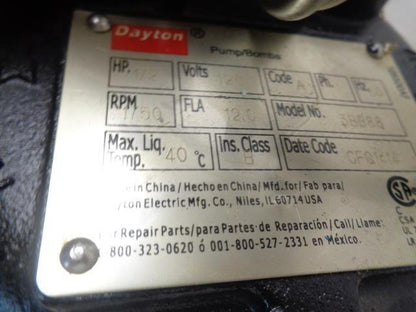 DAYTON 3BB88 SUBMERSIBLE SEWAGE PUMP 1/2 HP NEW J1