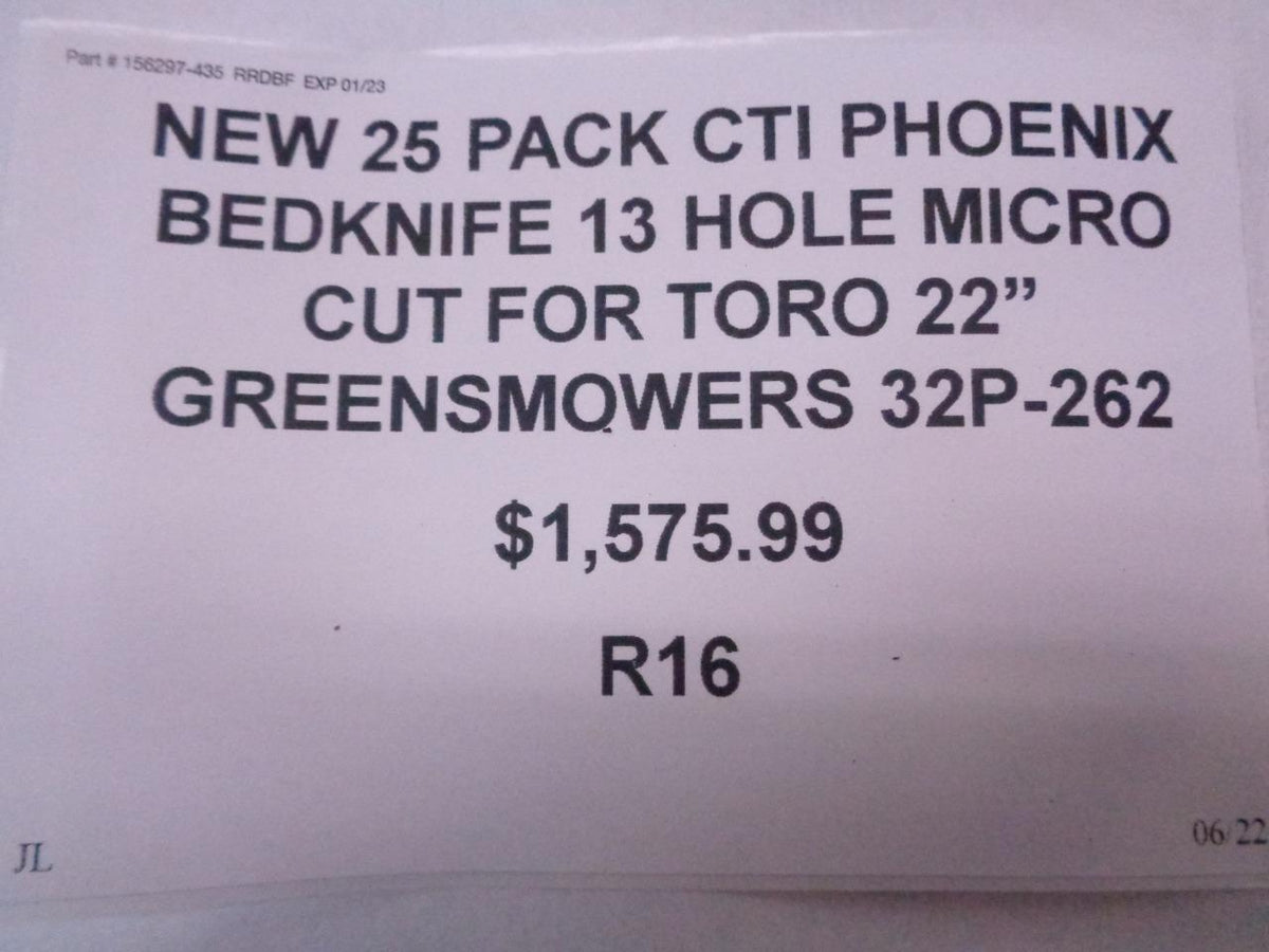 NEW 25 PACK CTI PHOENIX BEDKNIFE 13 HOLE MICRO CUT 22" GREENSMOWERS 32P-262 R16