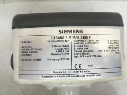 SIEMENS SITRANS FM 3100 P FLOW METER 7ME63403MJ132AA2 NEW J2