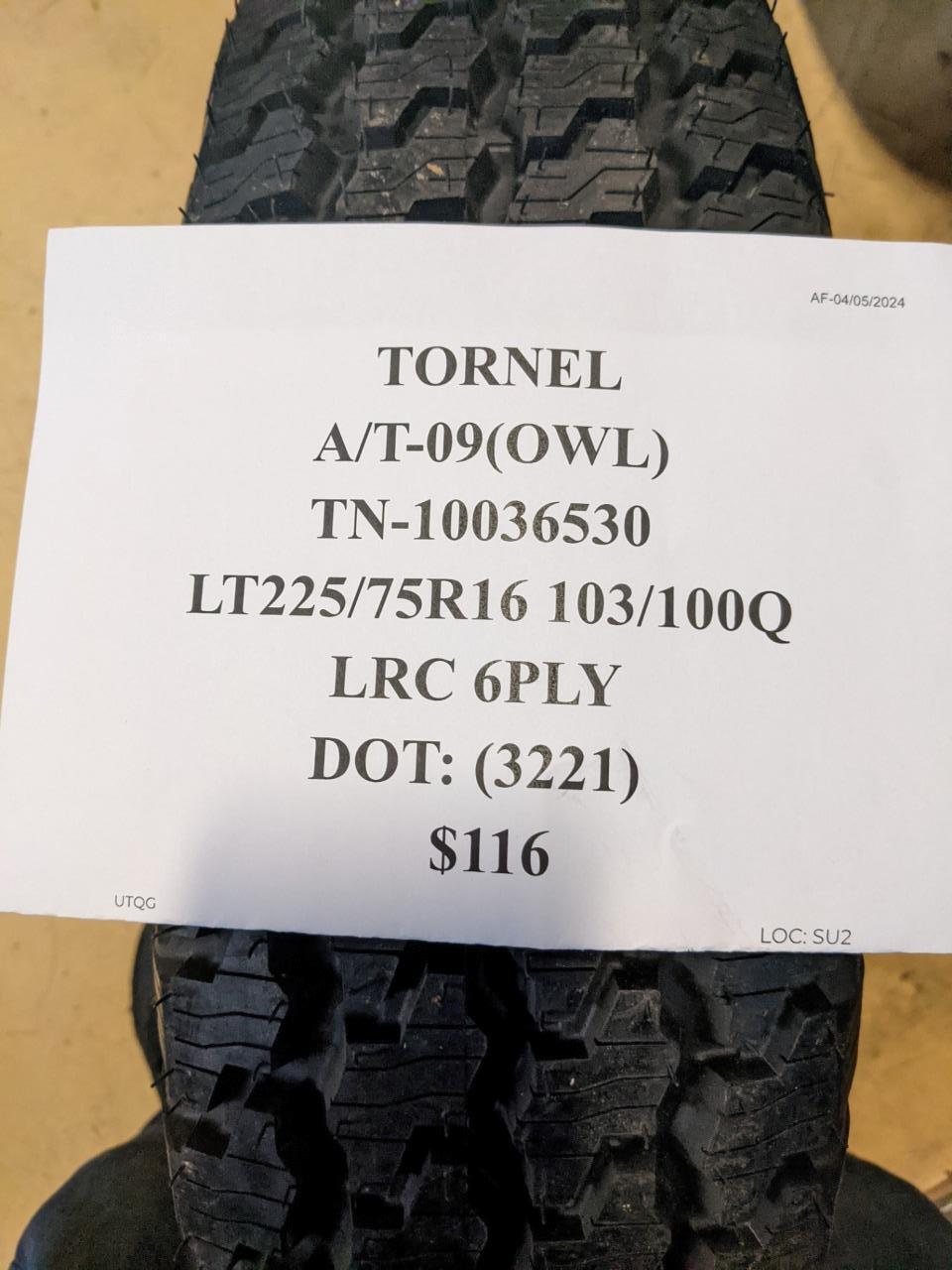 TORNEL A/T-09 OWL LT 225 75 16 103/100Q LRC 6PLY TIRE 10036530 CQ2